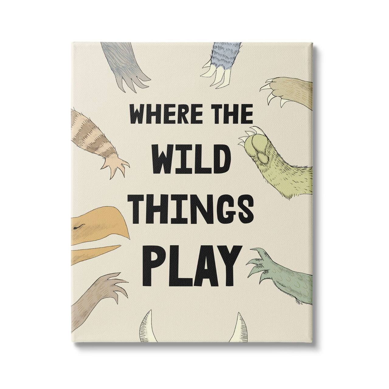 Stupell Industries Children's Wild Things Play Phrase Monster Hands Claws Canvas Wall Art
